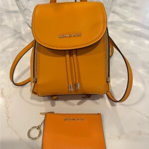 Michael Kors Vibrant Orange Backpack and Wallet